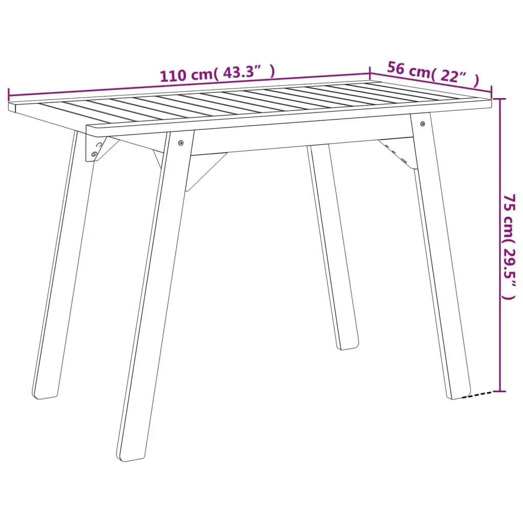 Outdoor Dining Table Solid Acacia Wood Brown 110x56x75cm