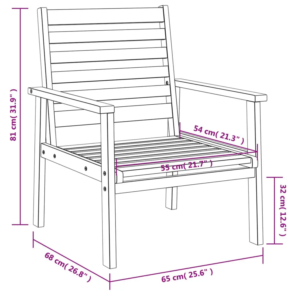 Outdoor Sofa Chair Set Solid Wood 2 Piece Garden Patio Lounge Seating Furniture