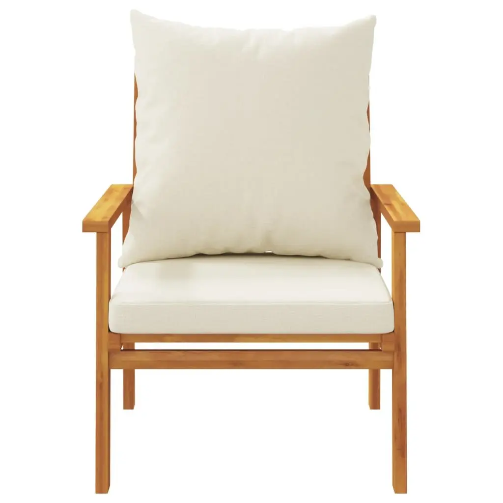 Outdoor Sectional Sofa Chair Solid Acacia Wood with Cushions 2pcs