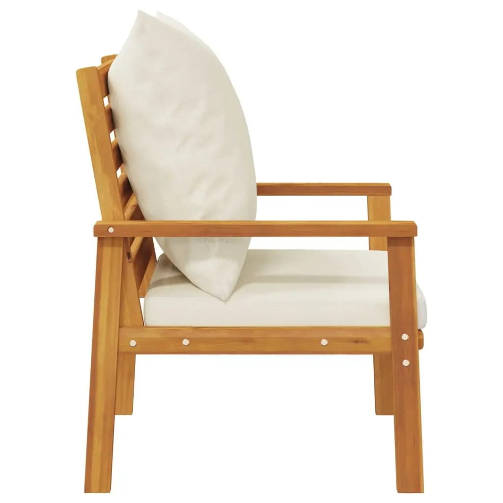 Outdoor Sectional Sofa Chair Solid Acacia Wood with Cushions 2pcs