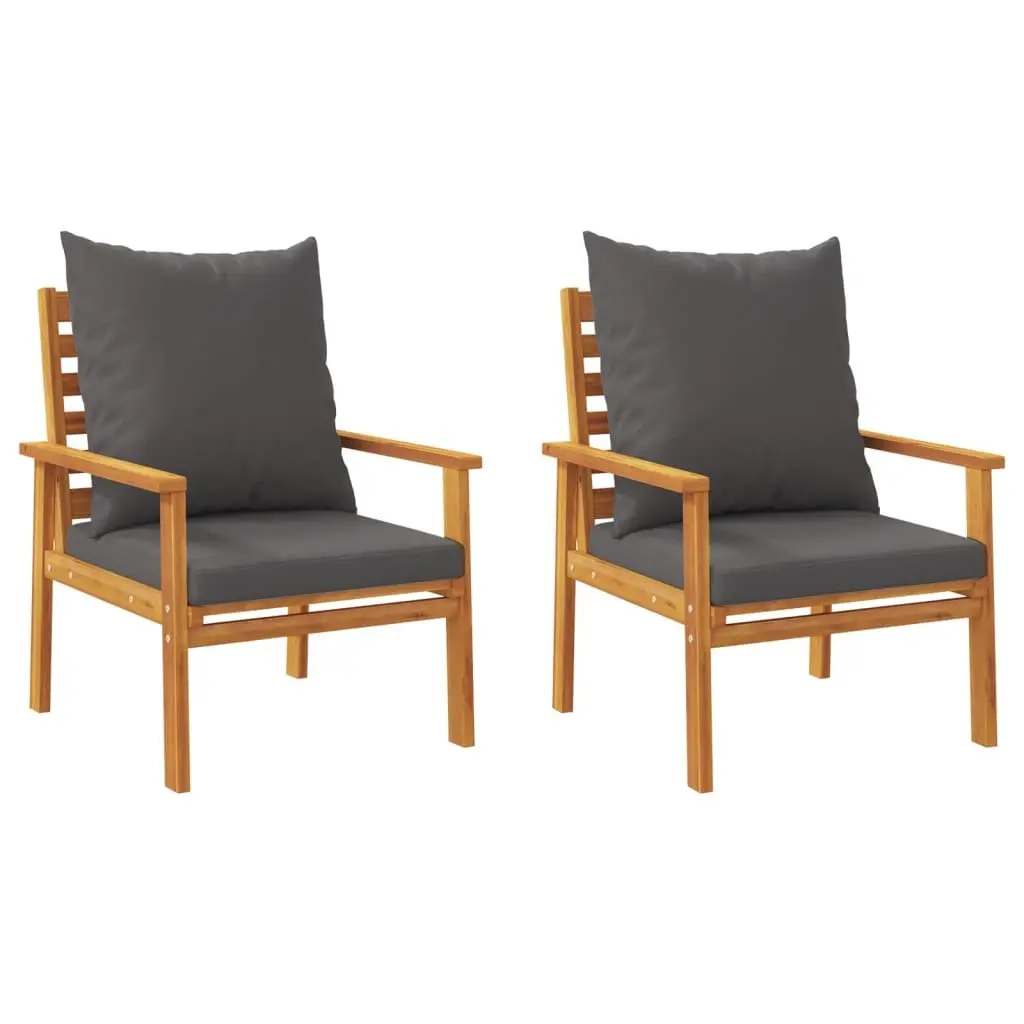 Outdoor Sofa Chair Solid Wood with Cushions 2 Piece Garden Patio Furniture
