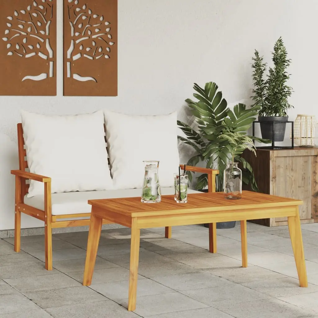 Outdoor Garden Dining Table Sturdy Acacia Wood Brown 100x55x45cm