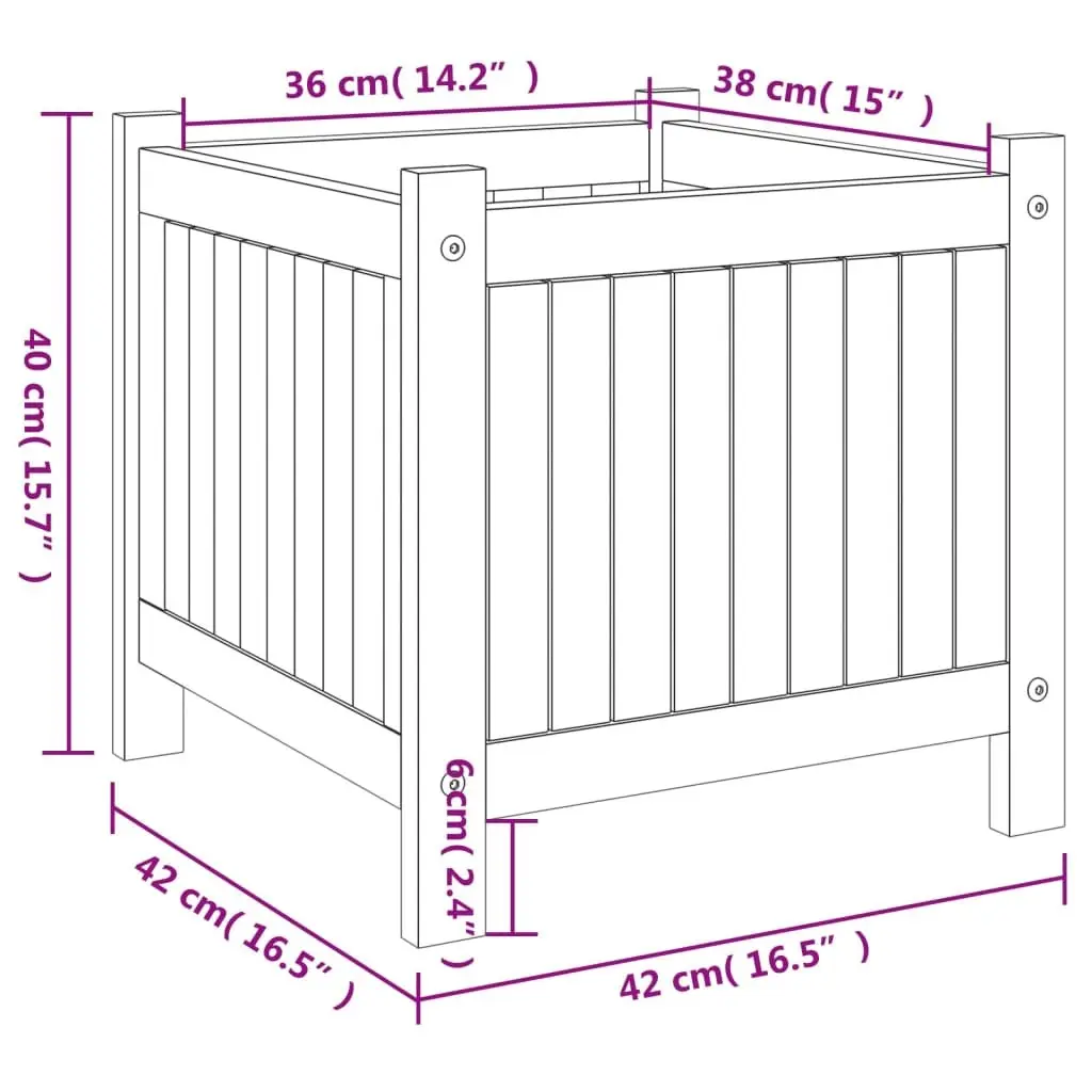 Wooden Garden Planter Box Solid Acacia Brown 42x42x40cm