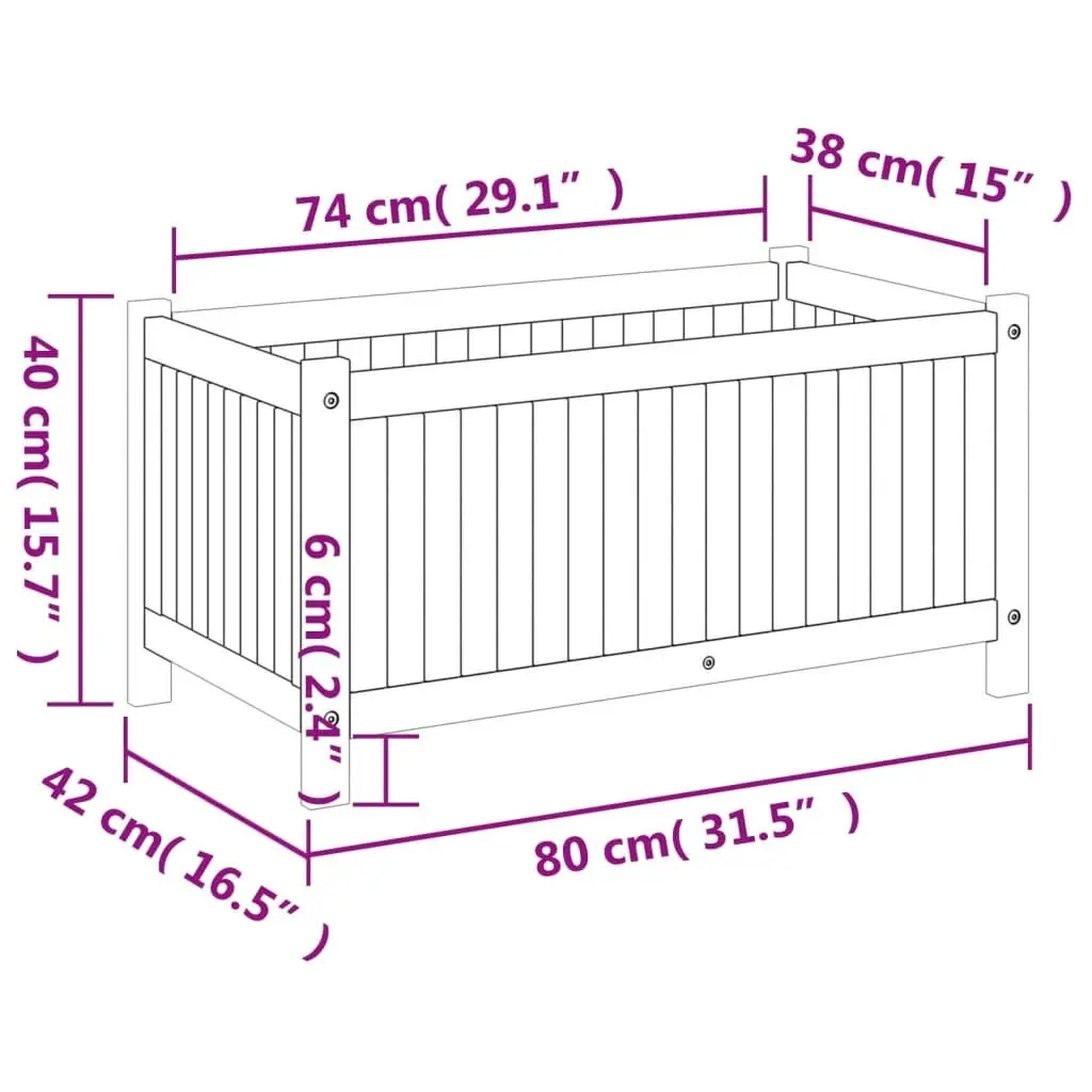 Wooden Garden Planter Box Solid Acacia Wood 80x42x40 cm Outdoor Flower Pot