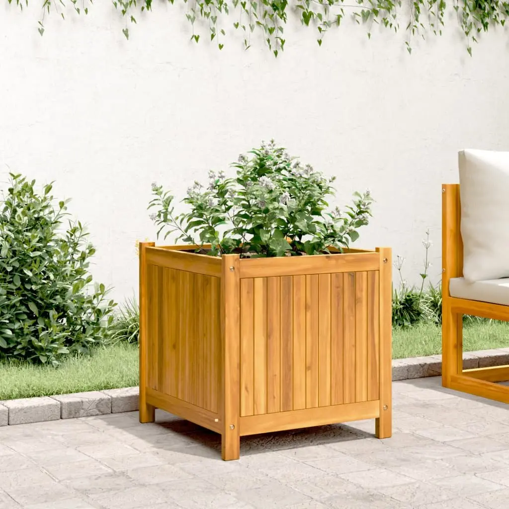 Acacia Wood Planter Box Solid Construction 50x50x50 cm Brown Outdoor Planter