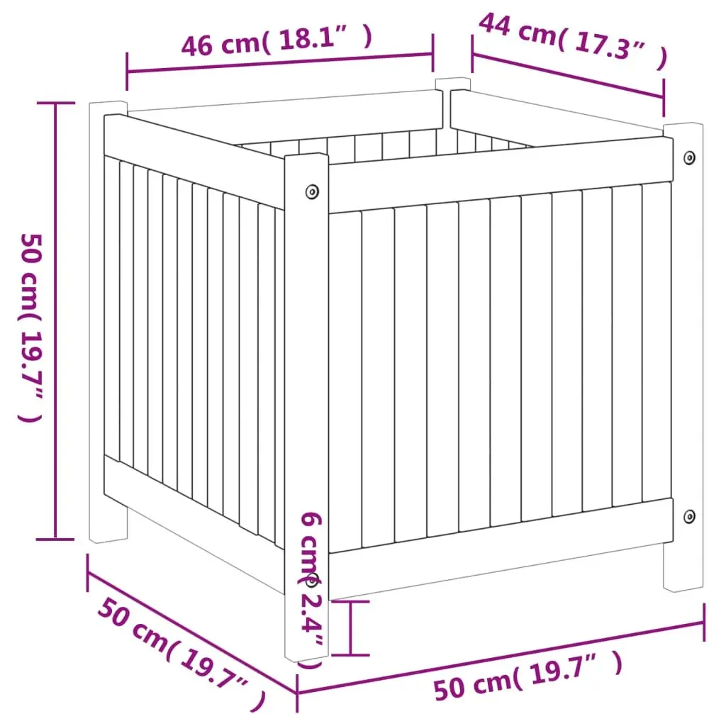 Acacia Wood Planter Box Solid Construction 50x50x50 cm Brown Outdoor Planter