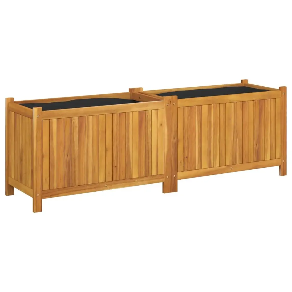 Garden Planter Box Wooden Raised Bed Acacia Wood Liner Brown 153 x 38.5 x 50 cm Outdoor Patio Deck