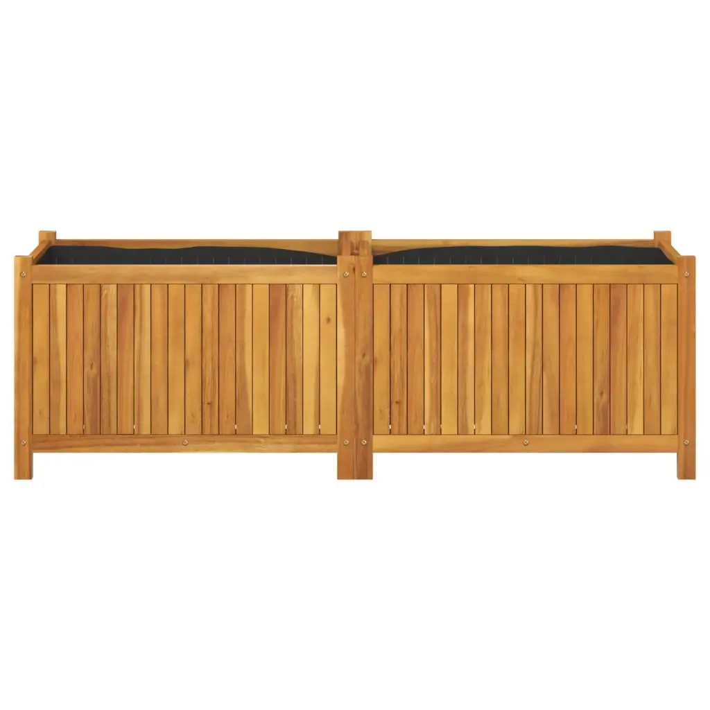 Garden Planter Box Wooden Raised Bed Acacia Wood Liner Brown 153 x 38.5 x 50 cm Outdoor Patio Deck