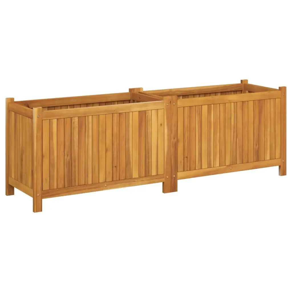 Garden Planter Box Wooden Raised Bed Acacia Wood Liner Brown 153 x 38.5 x 50 cm Outdoor Patio Deck