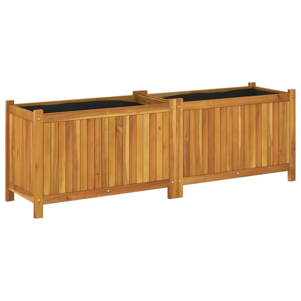 Garden Planter Box Wooden Raised Bed Acacia Wood Liner Brown 153 x 38.5 x 50 cm Outdoor Patio Deck