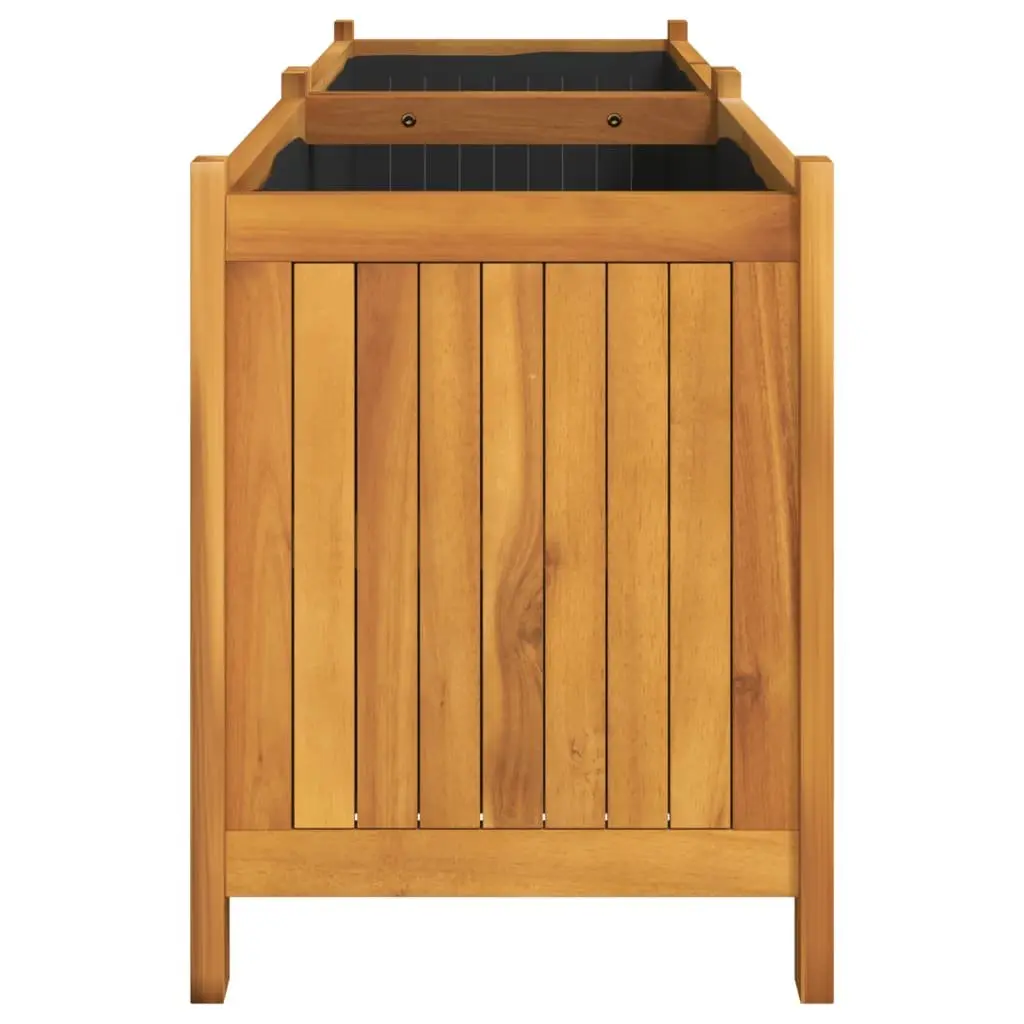 Garden Planter Box Wooden Raised Bed Acacia Wood Liner Brown 153 x 38.5 x 50 cm Outdoor Patio Deck