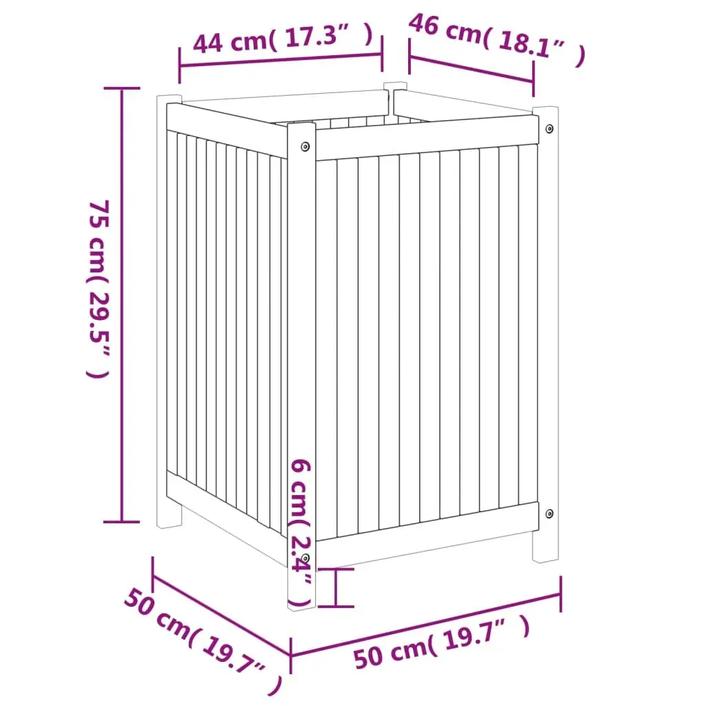 Acacia Wood Garden Planter Box 50x50x75 cm
