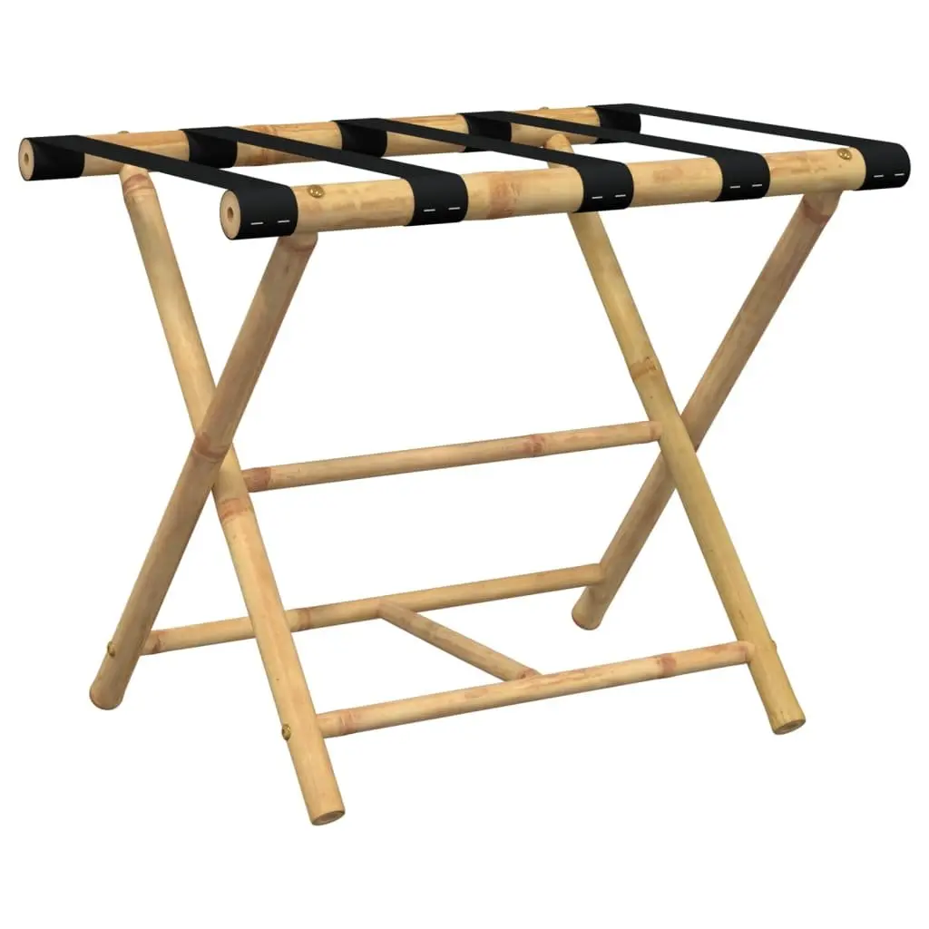Folding Luggage Rack Bamboo Two Shelf Brown 62x42x50.5cm