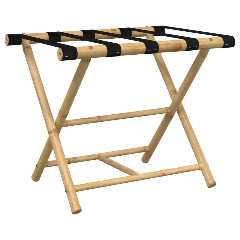 Folding Luggage Rack Bamboo Two Shelf Brown 62x42x50.5cm