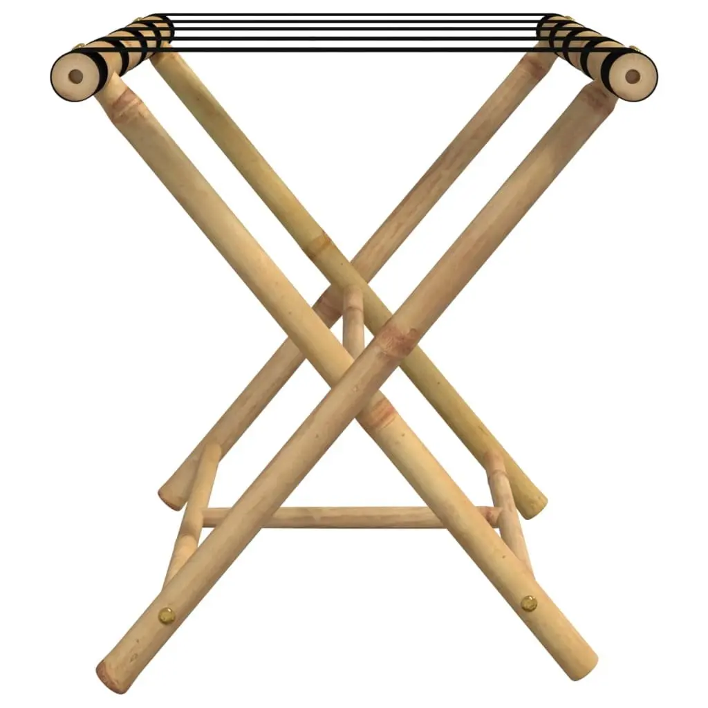 Folding Luggage Rack Bamboo Two Shelf Brown 62x42x50.5cm