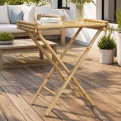 Bring Functionality Home with a Brown Bamboo Folding Tray Table