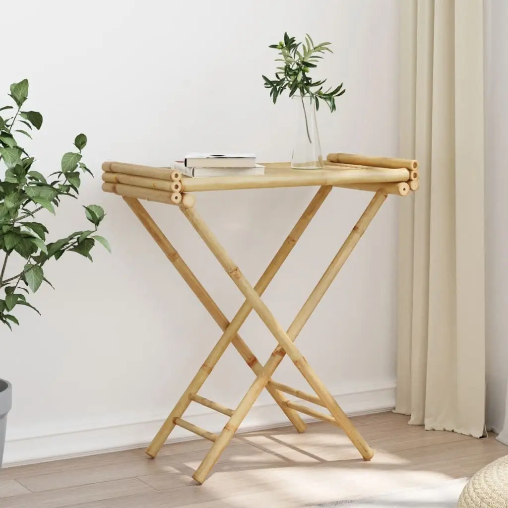 Folding Tray Table Brown Bamboo Portable 70.5 x 42.5 x 80 cm