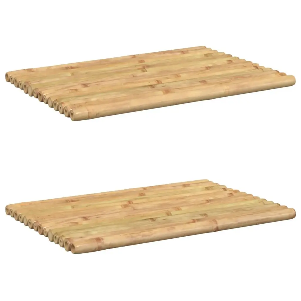 Bamboo Bath Mats Non-slip Brown Set of 2 50x35 cm for Bathroom Shower and Spa