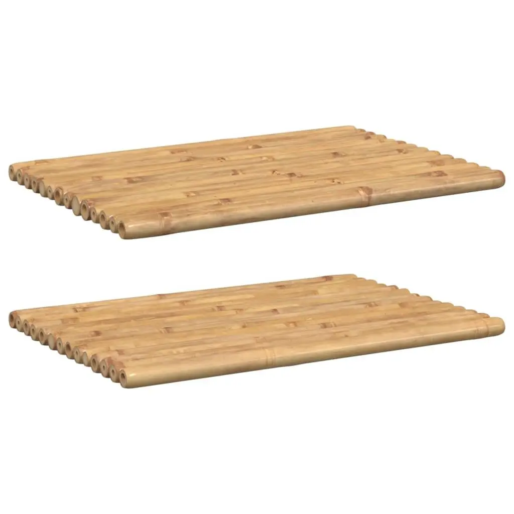 Bamboo Bath Mats 2 pcs 70x50 cm Brown Bathroom Shower Floor Mats Set