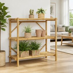 Bamboo Storage Shelf 100x40x90 cm Brown 3-Tier Open Display Bookcase Organiser