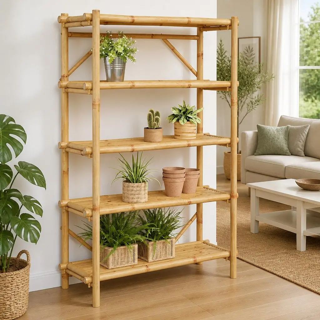 5-Layer Bamboo Storage Shelf 100x40x150 cm