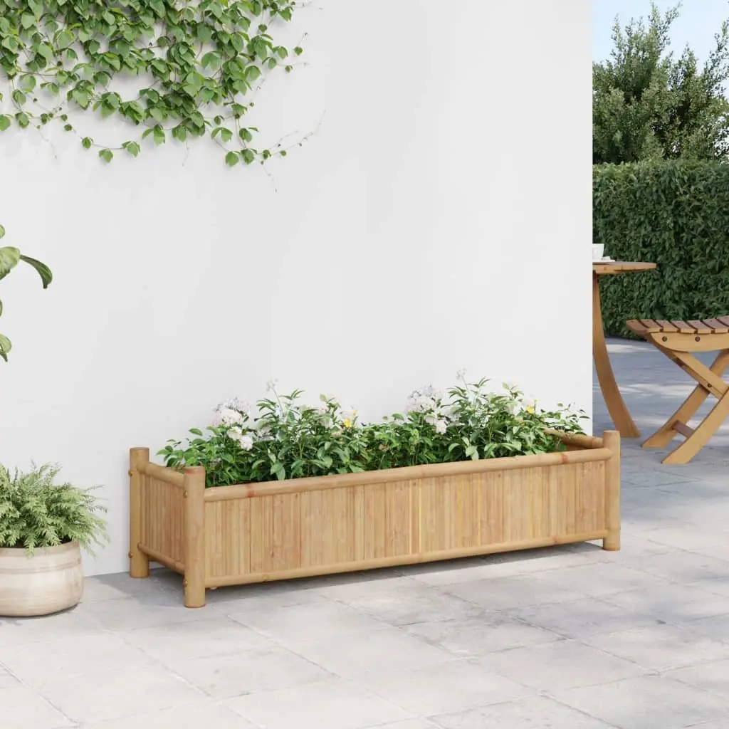Bamboo Planter Box 100x30x25cm Raised Garden Bed Flower Pot Outdoor Balcony