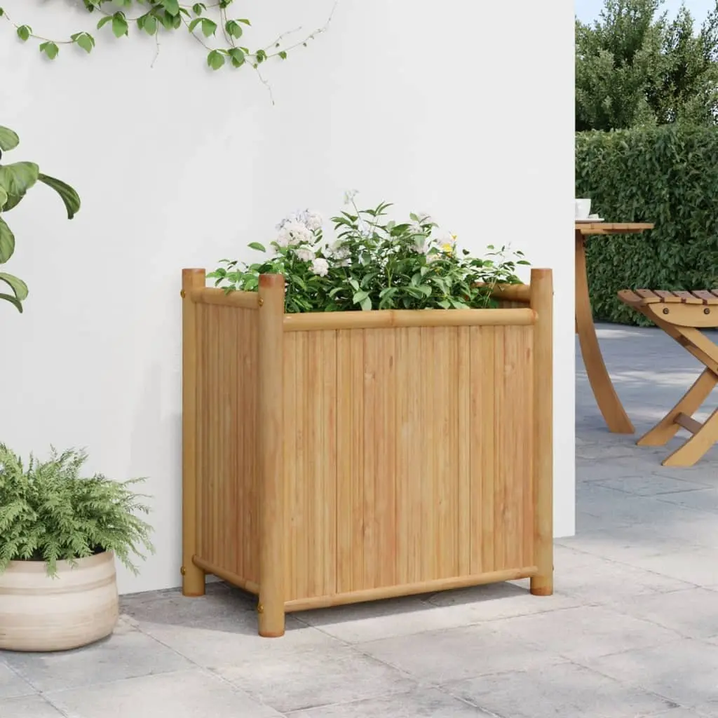 Bamboo Planter Box 50x30x50 cm Garden Raised Bed Flower Pot Outdoor Decor