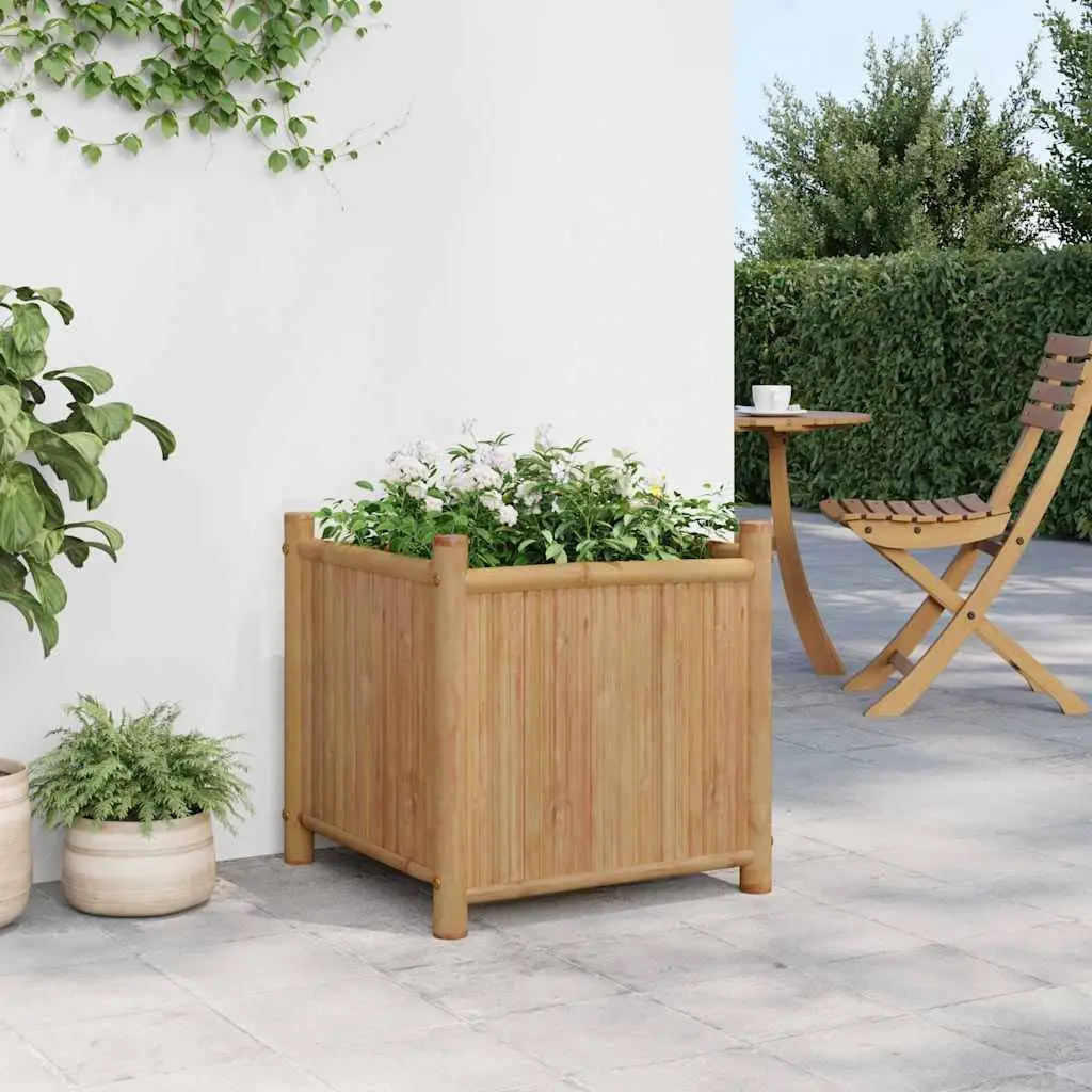 Bamboo Planter Box 50x50x50 cm Raised Garden Bed Flower Pot Outdoor Patio Deck