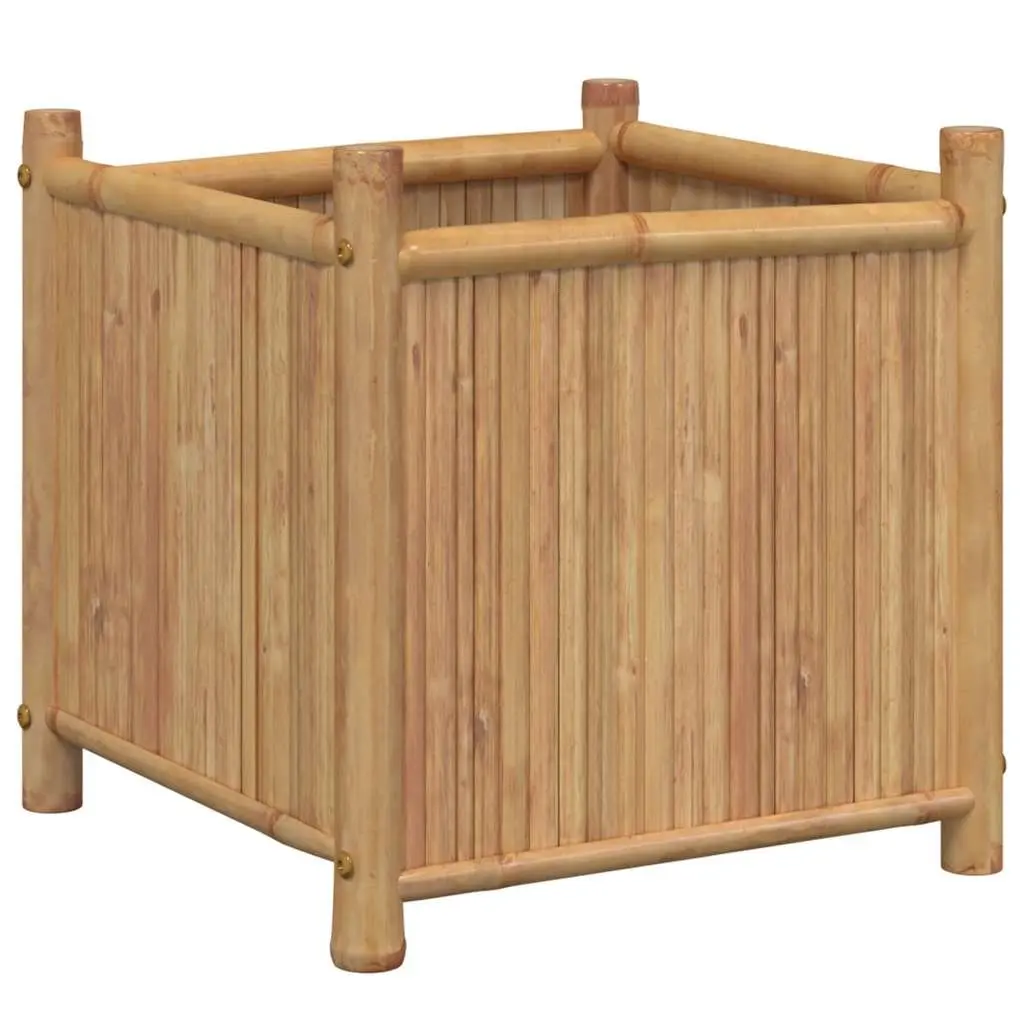 Bamboo Planter Box 50x50x50 cm Raised Garden Bed Flower Pot Outdoor Patio Deck