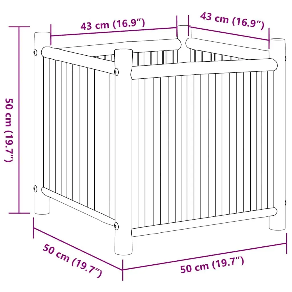 Bamboo Planter Box 50x50x50 cm Raised Garden Bed Flower Pot Outdoor Patio Deck