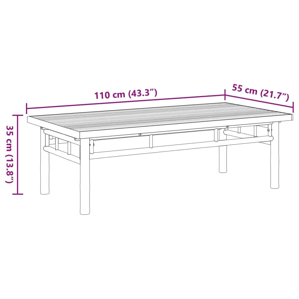 Coffee Table Bamboo Brown 110x55x35 cm