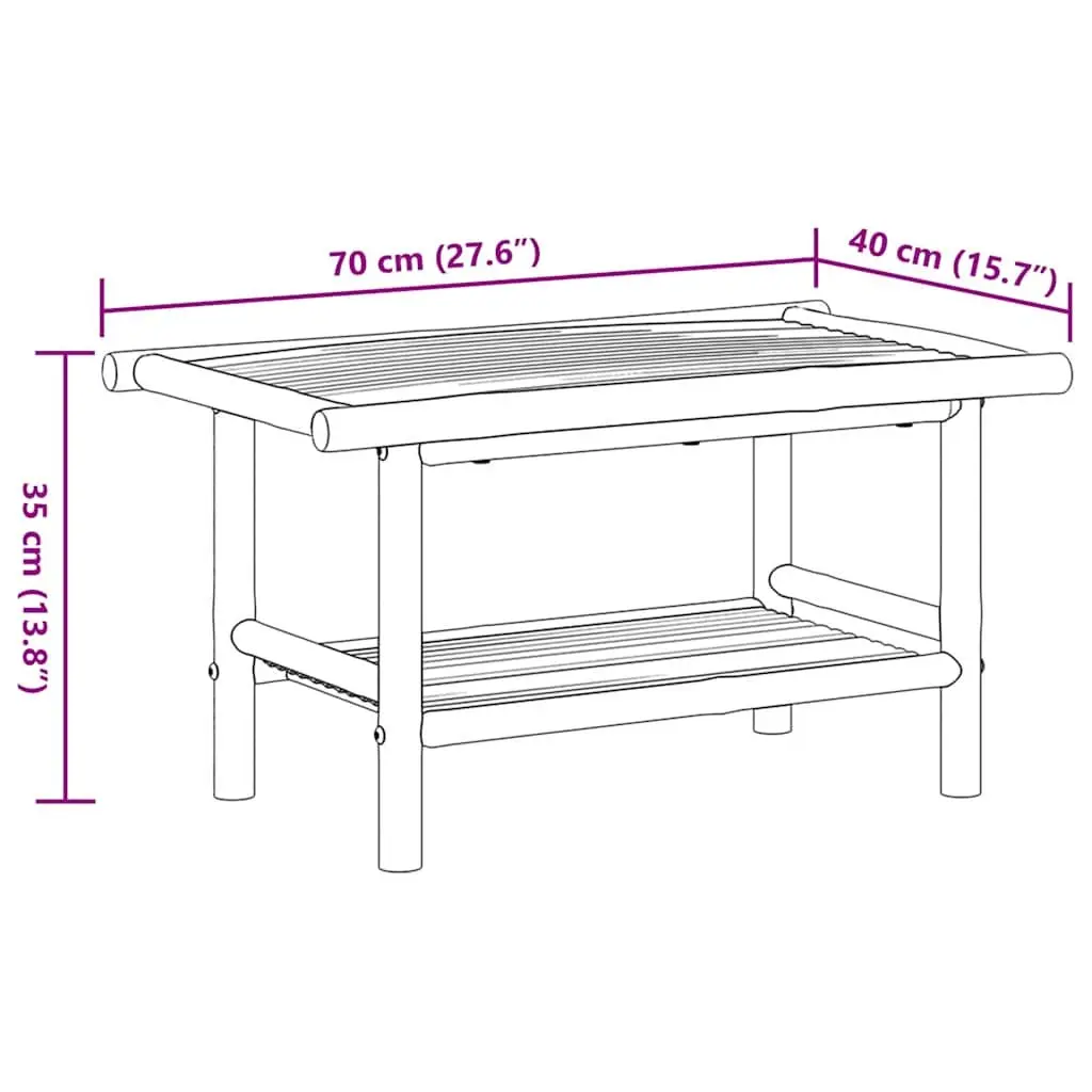 Coffee Table 70x40x35 cm Brown Bamboo Accent Side Table Storage Living Room