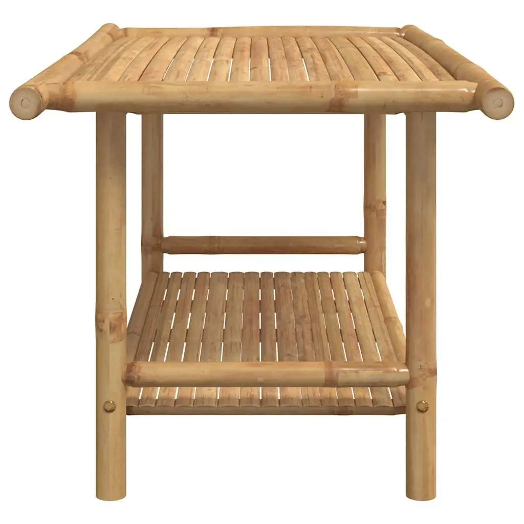 Coffee Table 90x50x45 cm Brown Bamboo Slat Design Storage Accent Furniture