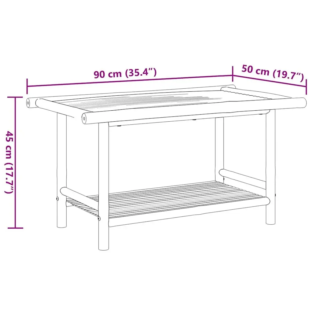 Coffee Table 90x50x45 cm Brown Bamboo Slat Design Storage Accent Furniture