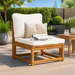 Outdoor Sectional Sofa Unit Garden Furniture Solid Wood Brown Cushions Modular