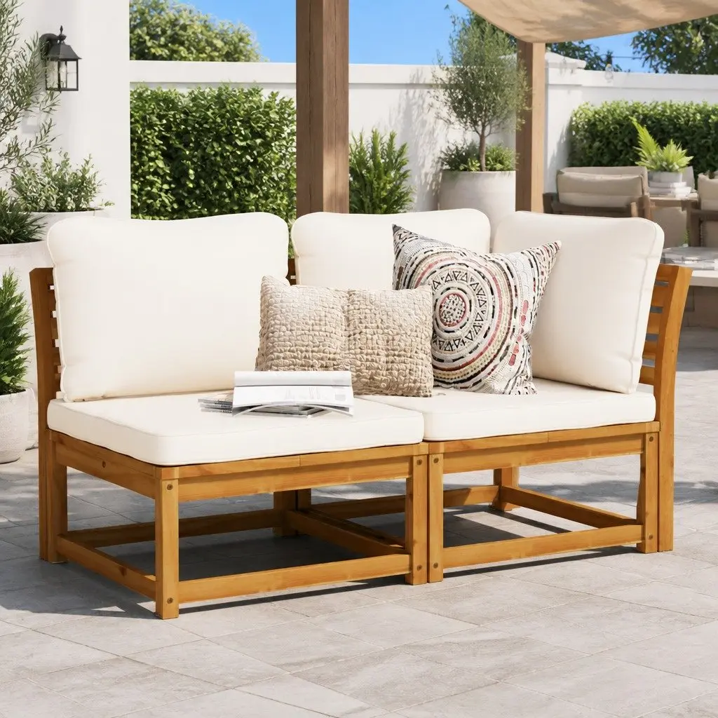 Outdoor Sectional Sofa Set 2 Piece Garden Lounge Furniture with Cushions Brown