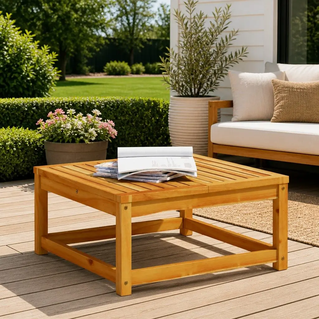 Outdoor Garden Table Solid Acacia Wood Brown 63x63x30cm