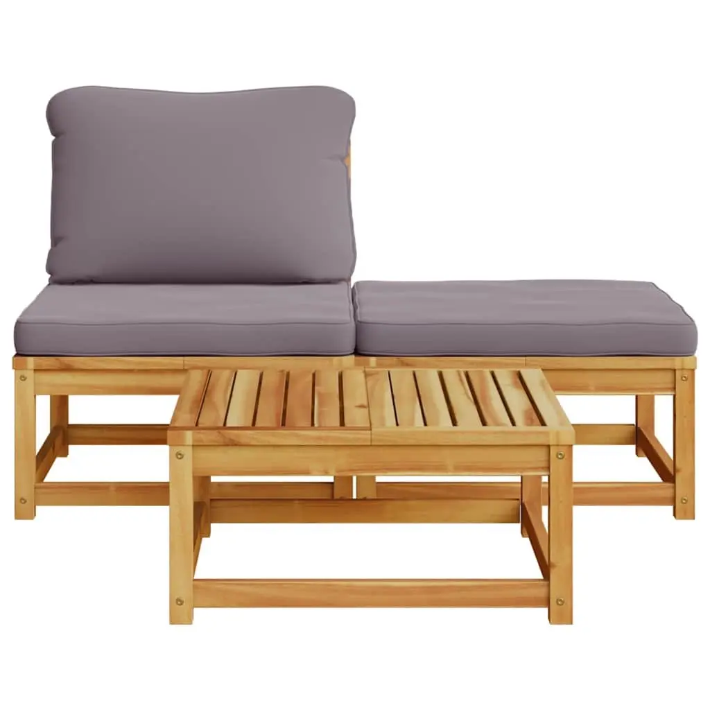 Outdoor Sectional Sofa Set 3 Piece Garden Lounge Furniture with Cushions Brown