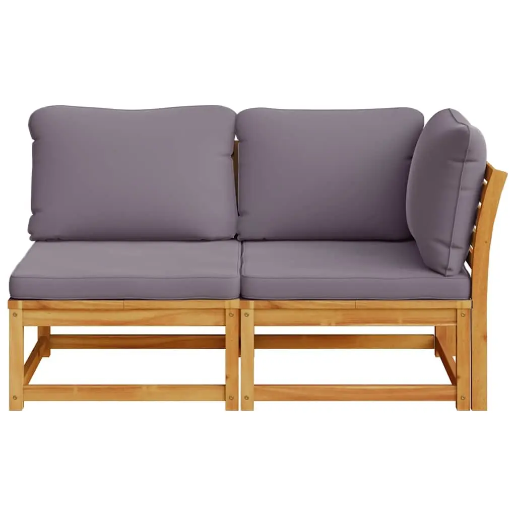 Outdoor Sectional Sofa Lounge Set Solid Acacia Wood with Thick Cushions 2 Piece