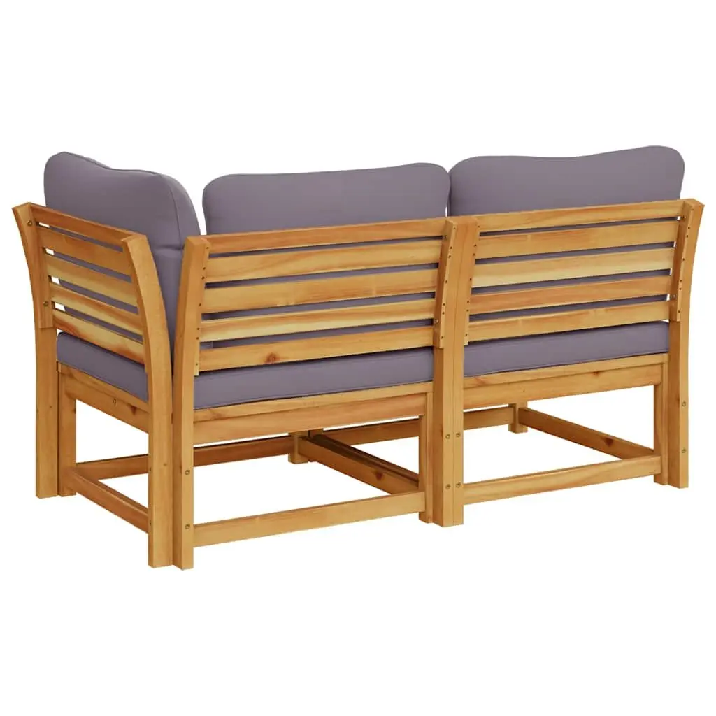Outdoor Sectional Sofa Lounge Set Solid Acacia Wood with Thick Cushions 2 Piece