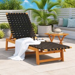 Friendly Black Acacia Wood Sun Lounger for You