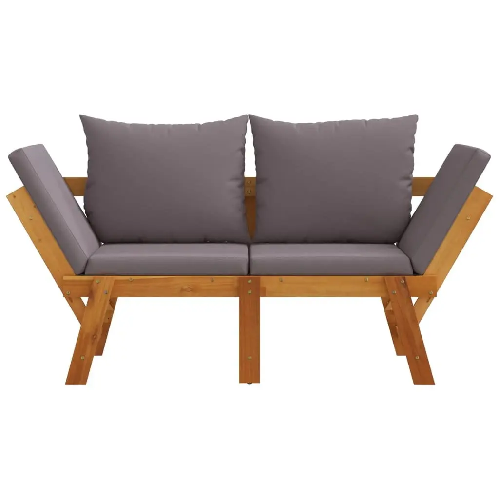 Garden Bench 2-in-1 Convertible Day Bed Acacia Wood Outdoor Seat with Cushions