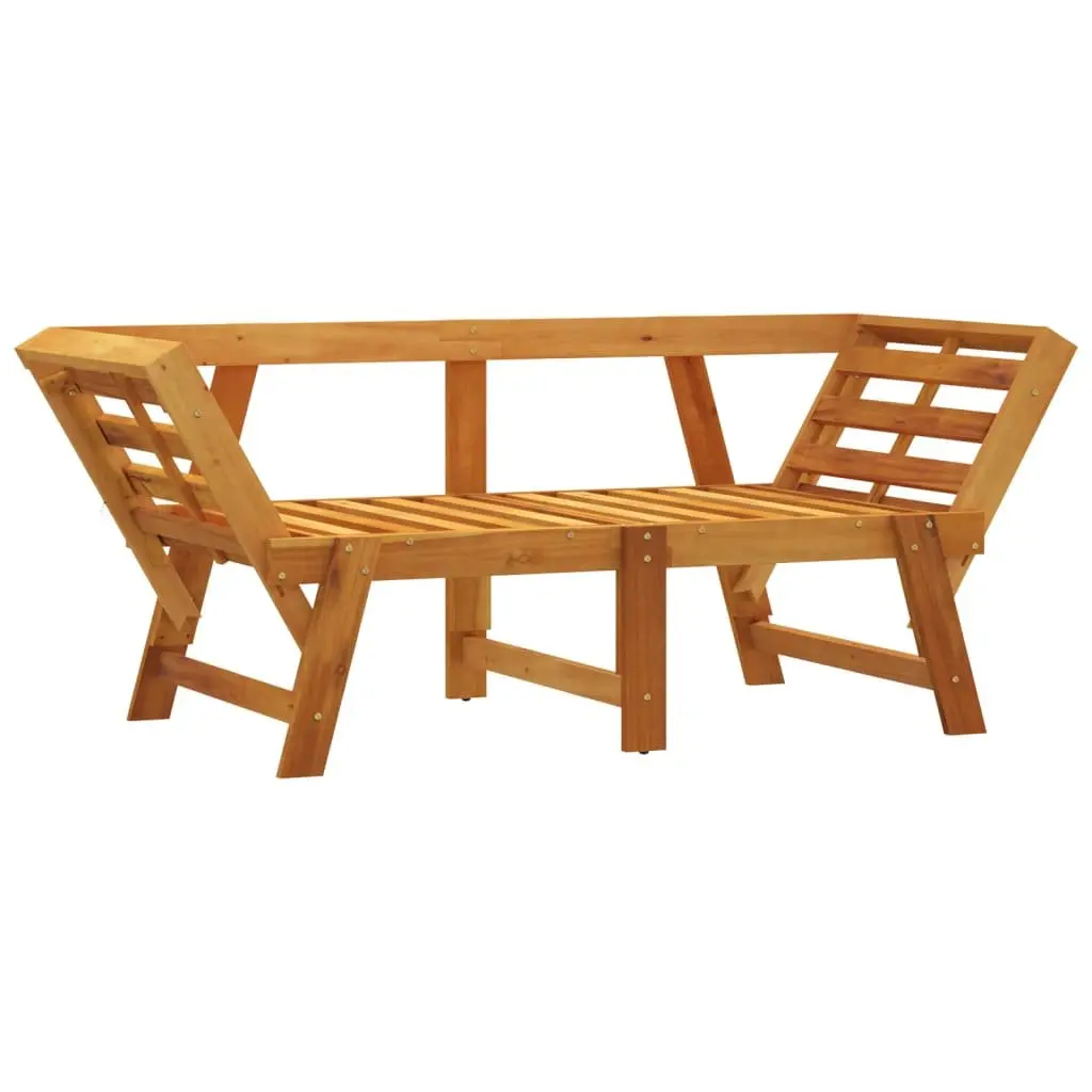 Garden Bench 2-in-1 Convertible Day Bed Acacia Wood Outdoor Seat with Cushions