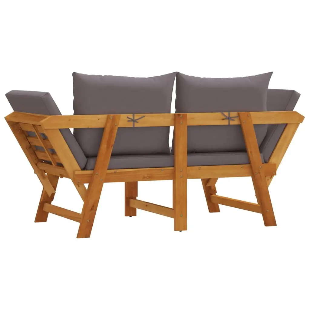 Garden Bench 2-in-1 Convertible Day Bed Acacia Wood Outdoor Seat with Cushions