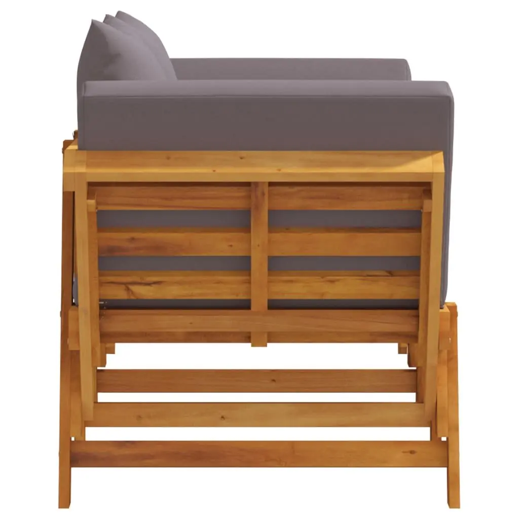 Garden Bench 2-in-1 Convertible Day Bed Acacia Wood Outdoor Seat with Cushions