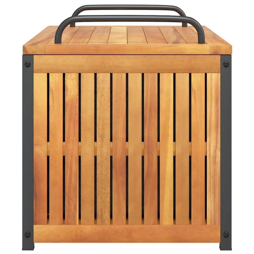 Cushion Storage Box Wooden Acacia Frame with Steel Handle 85x45x45/53 cm
