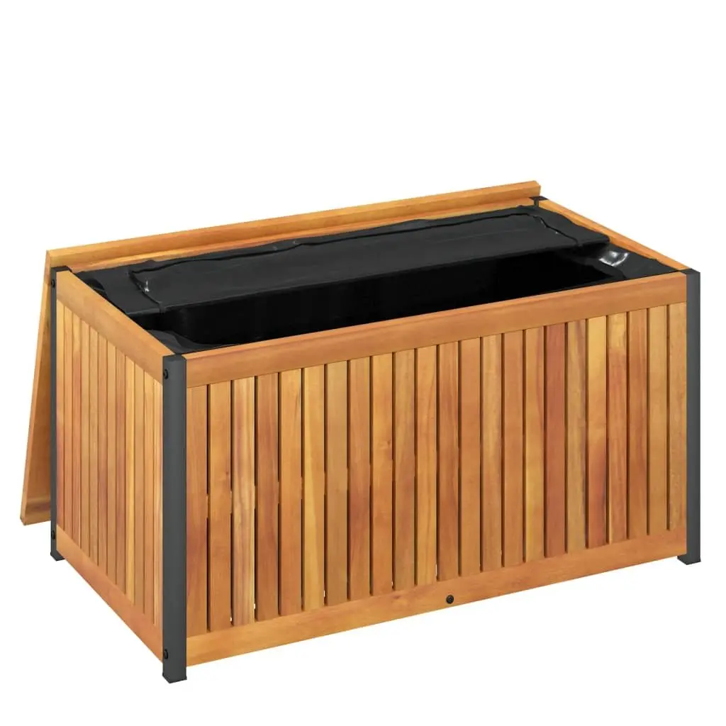 Cushion Storage Box Wooden Acacia Frame with Steel Handle 85x45x45/53 cm