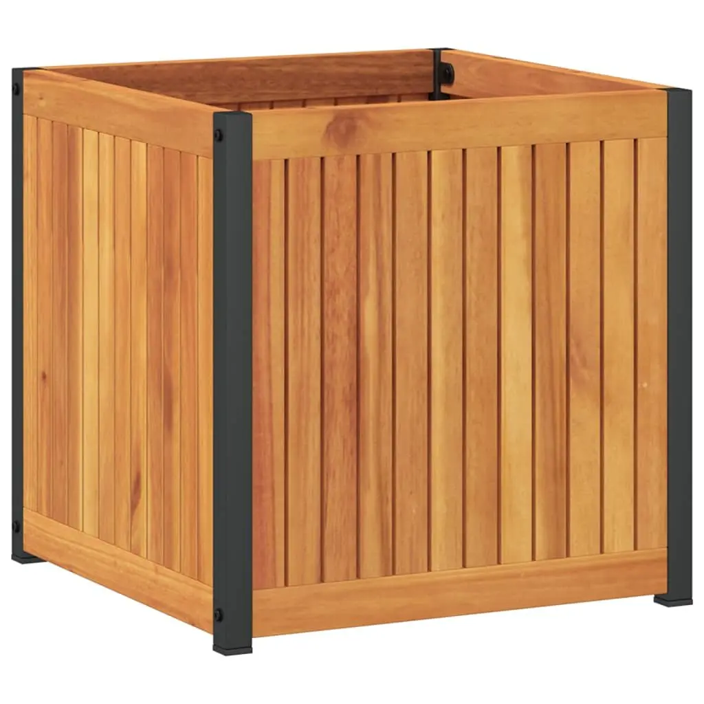 Garden Planter Box Solid Acacia Wood and Steel Frame 45x45x44 cm