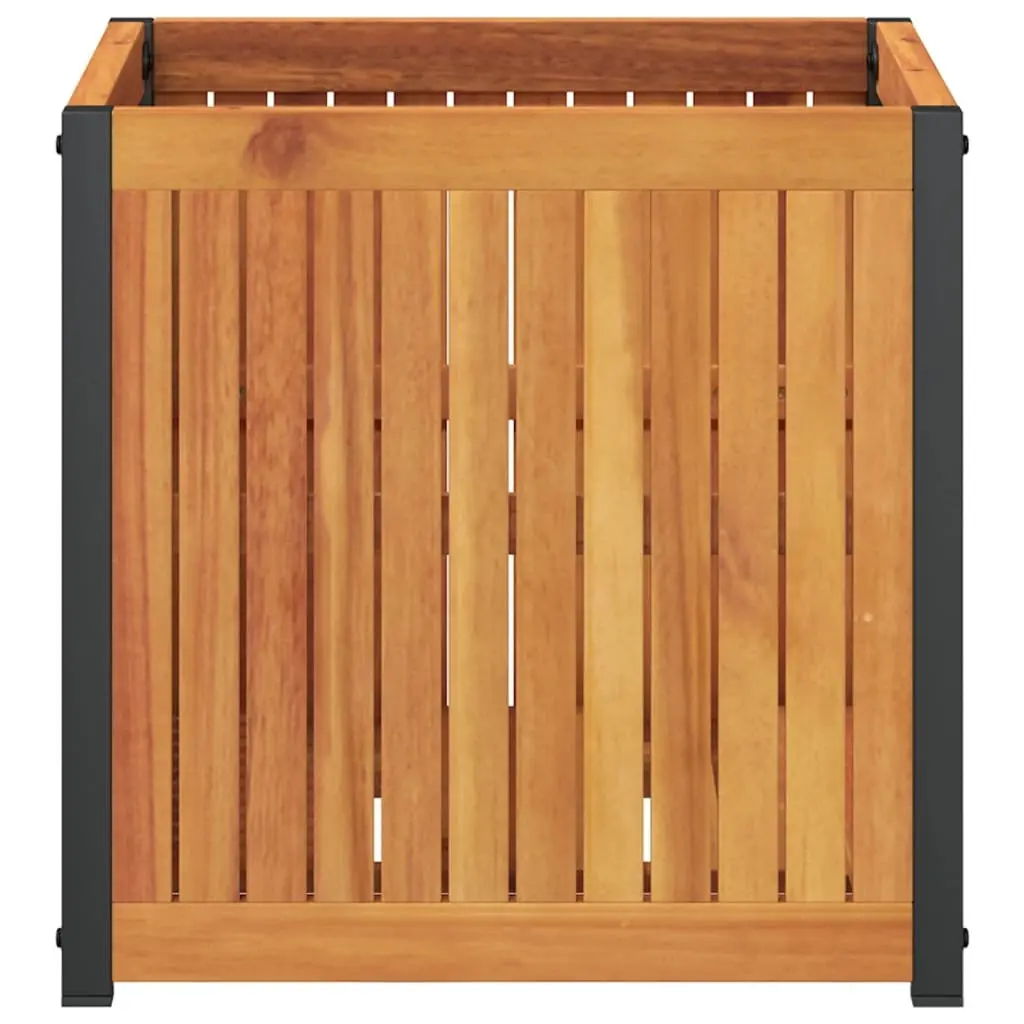 Garden Planter Box Solid Acacia Wood and Steel Frame 45x45x44 cm