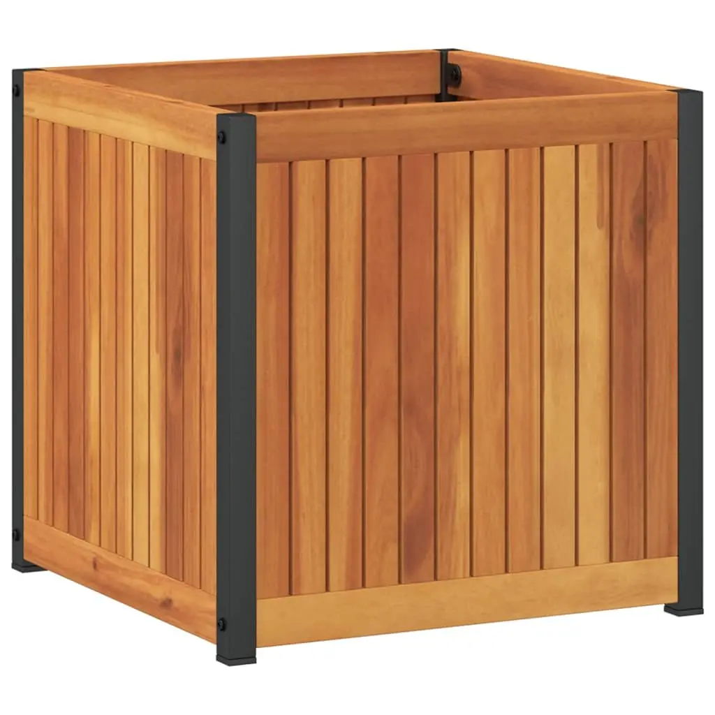 Garden Planter Box Solid Acacia Wood and Steel Frame 45x45x44 cm